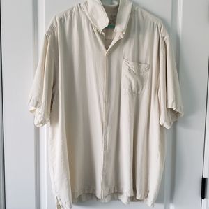 Tommy Bahama Early Men's 100% SILK Short Sleeve Button Down Shirt Cream Ivory XL